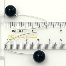 Load image into Gallery viewer, Sterling Silver Black Onyx V-Shaped Wire Dangle Earrings