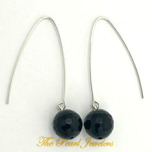 Load image into Gallery viewer, Sterling Silver Black Onyx V-Shaped Wire Dangle Earrings (10mm