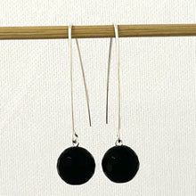 Load image into Gallery viewer, Sterling Silver Black Onyx V-Shaped Wire Dangle Earrings (10mm