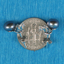 Load image into Gallery viewer, Sterling Silver Black Pearl &amp; 4 CZ Stud Earrings