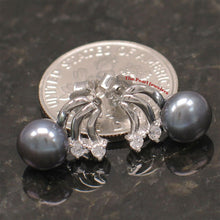 Load image into Gallery viewer, Sterling Silver Pearl &amp; 4 CZ Stud Earrings (White, Black, Pink)