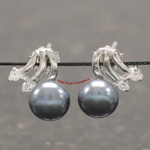 Load image into Gallery viewer, Sterling Silver Pearl &amp; 4 CZ Stud Earrings (White, Black, Pink)