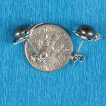 Load image into Gallery viewer, Sterling Silver Black Pearl &amp; CZ Stud Earrings