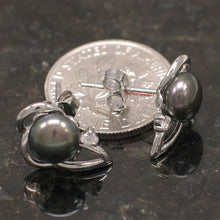 Load image into Gallery viewer, Sterling Silver Cultured Pearl &amp; CZ Stud Earrings (White, Black, Pink)