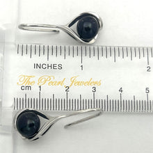 Load image into Gallery viewer, Sterling Silver Black Pearl Wave Hook Earrings