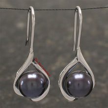Load image into Gallery viewer, Sterling Silver Wave Hook Cultured Pearl Earrings