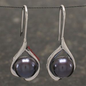 Sterling Silver Wave Hook Cultured Pearl Earrings