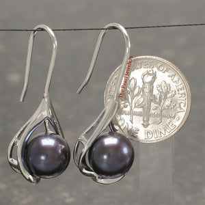 Sterling Silver Wave Hook Cultured Pearl Earrings
