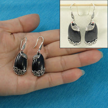 Load image into Gallery viewer, Sterling Silver Blue Sandstone Cabochon Hook Earrings