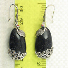 Load image into Gallery viewer, Sterling Silver Blue Sandstone Cabochon Hook Earrings