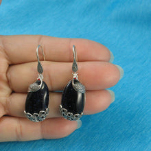 Load image into Gallery viewer, Sterling Silver Blue Sandstone Cabochon Hook Earrings