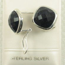 Load image into Gallery viewer, Sterling Silver Blue Sandstone Cushion Omega Back Earrings