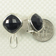 Load image into Gallery viewer, Sterling Silver Blue Sandstone Cushion Omega Back Earrings