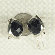 Load image into Gallery viewer, Sterling Silver Blue Sandstone Dome Omega Back Earrings