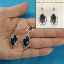 Load image into Gallery viewer, Sterling Silver Blue Sandstone Marquise Hook Earrings