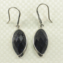 Load image into Gallery viewer, Sterling Silver Blue Sandstone Marquise Hook Earrings (Smaller)