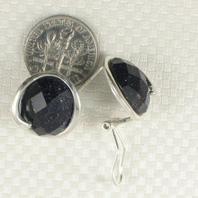 Load image into Gallery viewer, Sterling Silver Blue Sandstone Oval Omega Back Earrings