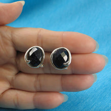 Load image into Gallery viewer, Sterling Silver Blue Sandstone Oval Omega Back Earrings
