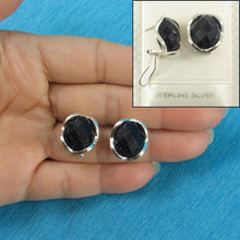 Load image into Gallery viewer, Sterling Silver Blue Sandstone Oval Omega Back Earrings