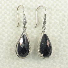 Load image into Gallery viewer, Sterling Silver Blue Sandstone Pear Hook Earrings