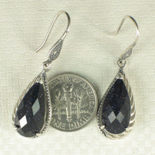 Load image into Gallery viewer, Sterling Silver Blue Sandstone Pear Hook Earrings
