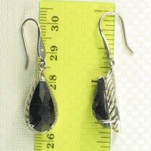 Load image into Gallery viewer, Sterling Silver Blue Sandstone Pear Hook Earrings