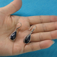 Load image into Gallery viewer, Sterling Silver Blue Sandstone Pear Hook Earrings
