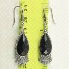 Load image into Gallery viewer, Sterling Silver Blue Sandstone Pear Hook Earrings