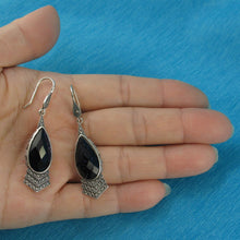 Load image into Gallery viewer, Sterling Silver Blue Sandstone Pear Hook Earrings