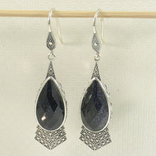 Load image into Gallery viewer, Sterling Silver Blue Sandstone Pear Hook Earrings