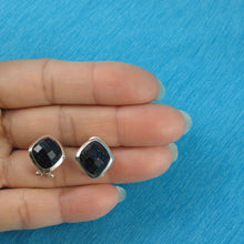 Load image into Gallery viewer, Sterling Silver Blue Sandstone Rhombus Omega Back Earrings
