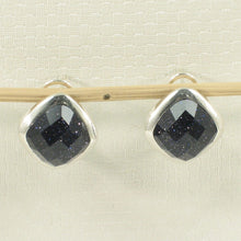 Load image into Gallery viewer, Sterling Silver Blue Sandstone Rhombus Omega Back Earrings