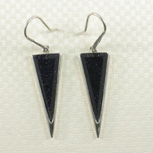 Load image into Gallery viewer, Sterling Silver Blue Sandstone Triangle Hook Earrings