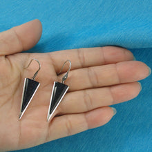 Load image into Gallery viewer, Sterling Silver Blue Sandstone Triangle Hook Earrings