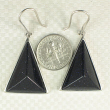 Load image into Gallery viewer, Sterling Silver Blue Sandstone Triangle Hook Earrings
