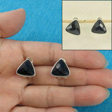 Load image into Gallery viewer, Sterling Silver Blue Sandstone Triangle Omega Back Earrings