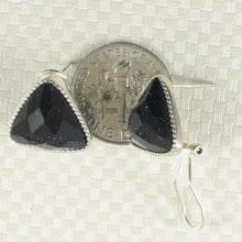 Load image into Gallery viewer, Sterling Silver Blue Sandstone Triangle Omega Back Earrings