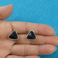 Load image into Gallery viewer, Sterling Silver Blue Sandstone Triangle Omega Back Earrings