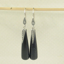Load image into Gallery viewer, Sterling Silver Blue Sandstone Hook Tube Earrings