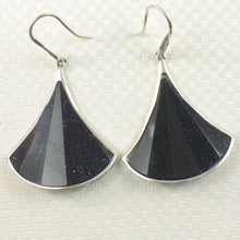 Load image into Gallery viewer, Sterling Silver Blue Sandstone Unique Hook Earrings