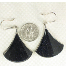 Load image into Gallery viewer, Sterling Silver Blue Sandstone Unique Hook Earrings