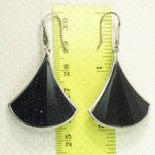 Load image into Gallery viewer, Sterling Silver Blue Sandstone Unique Hook Earrings