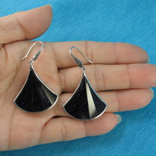 Load image into Gallery viewer, Sterling Silver Blue Sandstone Unique Hook Earrings
