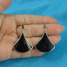 Load image into Gallery viewer, Sterling Silver Blue Sandstone Unique Hook Earrings