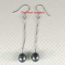 Load image into Gallery viewer, Sterling Silver Box Chain Black Pearl Earrings