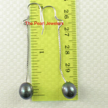 Load image into Gallery viewer, Sterling Silver Box Chain Black Pearl Earrings