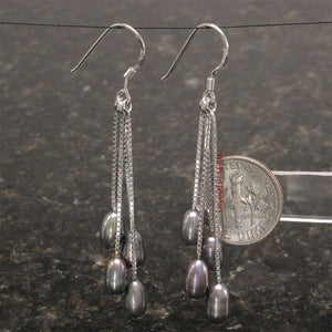 Sterling Silver Waterfall Pearl Dangle Earrings