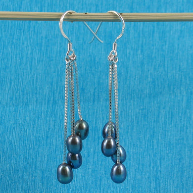 Sterling Silver Box Chain Hook Multicolor Pearl Waterfall Earrings