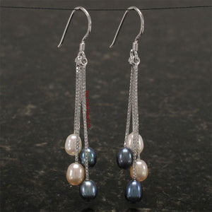 Sterling Silver Waterfall Pearl Dangle Earrings