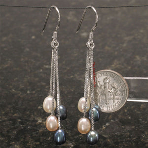 Sterling Silver Waterfall Pearl Dangle Earrings